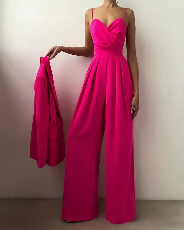 Kvinnors Vidbenad Jumpsuit – Inslagen Framsida för Bröllop och Evenemang
