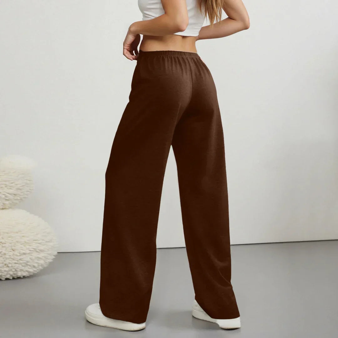 Damdrawstringbyxor med avslappnad rak passform
