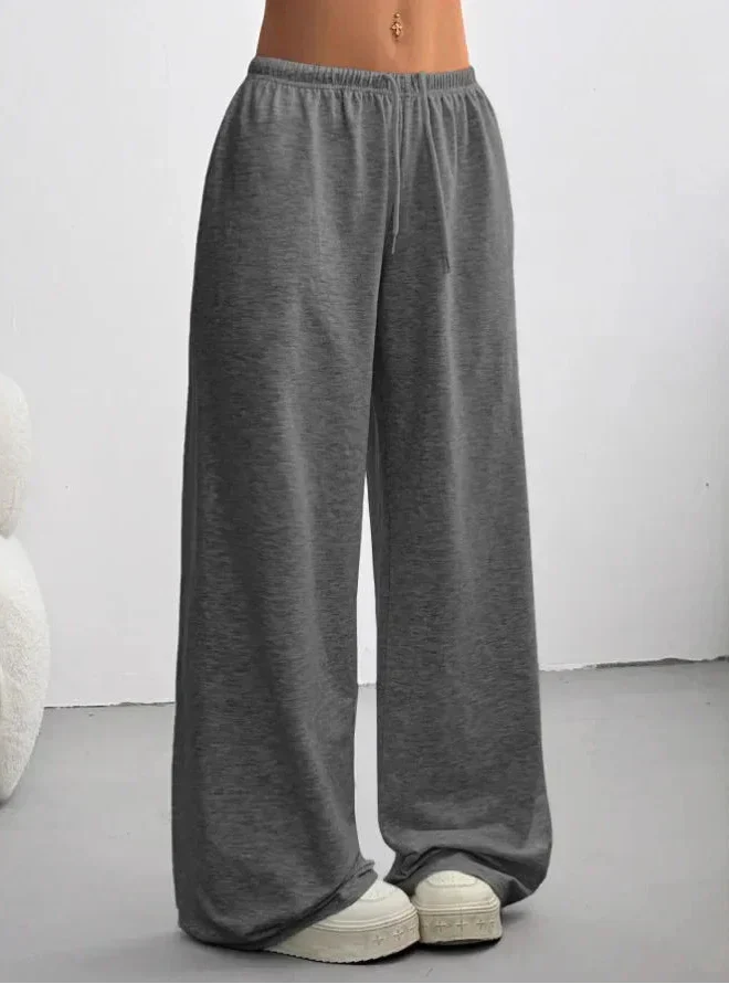 Damdrawstringbyxor med avslappnad rak passform