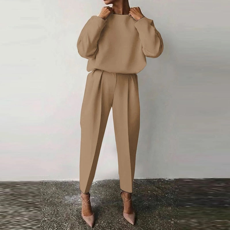 Kvinnors Tvådelade Kostymset – Elegant Bekväm Stilig Mångsidig Smart Casual Vardagsoutfit