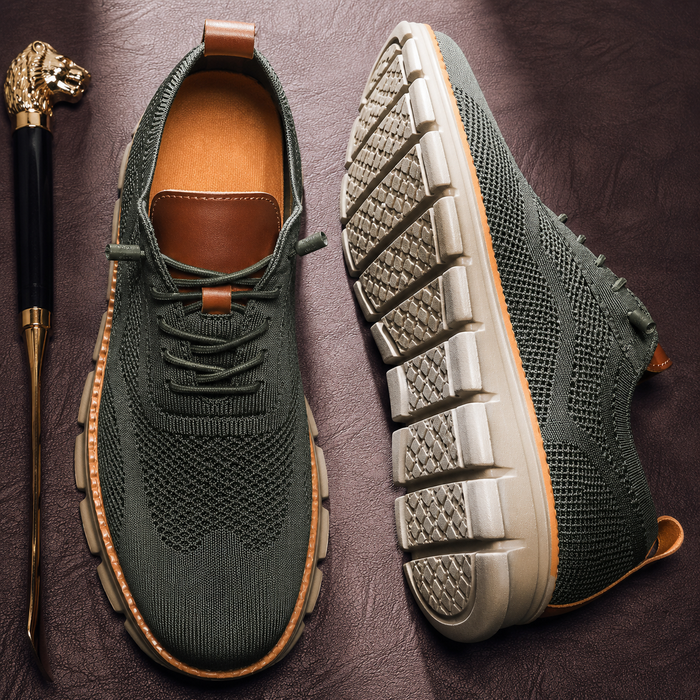 Herrens Andningsbara Stickade Sneakers – Lätta Casual Träningsskor för Vardag och Resor