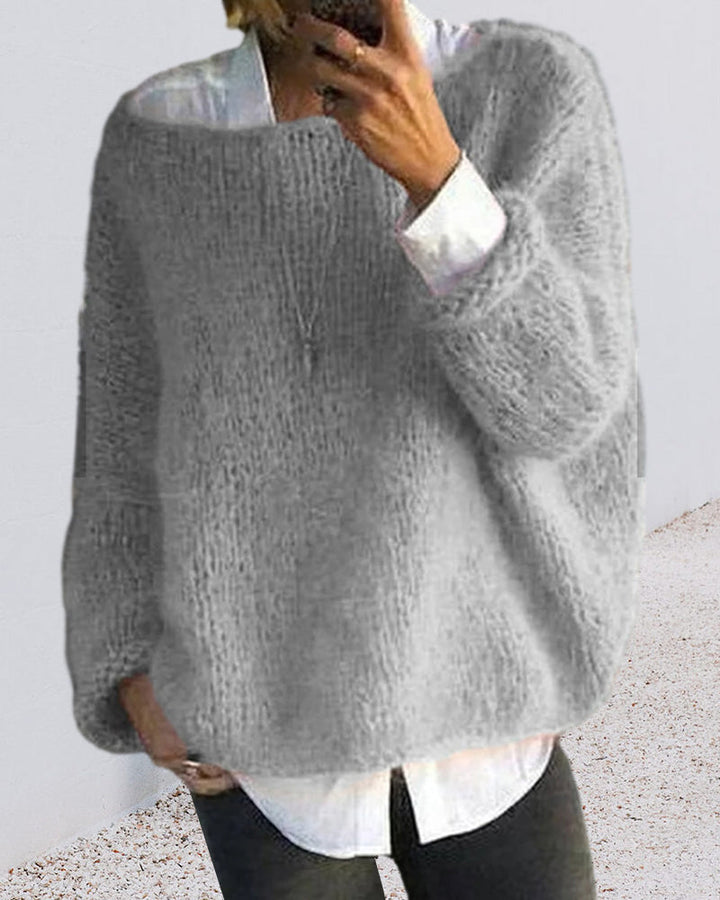 Kvinnors Off Shoulder Tröja – Mjuk Fluffig Stickad Bekväm Casual Varje Dags Jumper