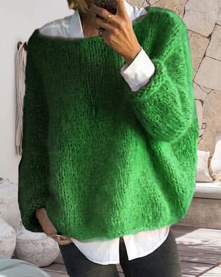 Kvinnors Off Shoulder Tröja – Mjuk Fluffig Stickad Bekväm Casual Varje Dags Jumper