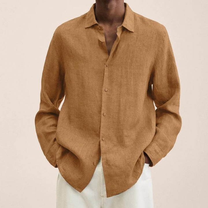 Herrars Avslappnad Långärmad Skjorta – Lättviktig Smart Casual Stil för Kontor och Vardag