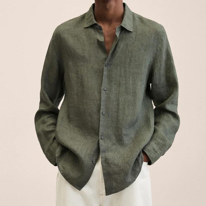 Herrars Avslappnad Långärmad Skjorta – Lättviktig Smart Casual Stil för Kontor och Vardag