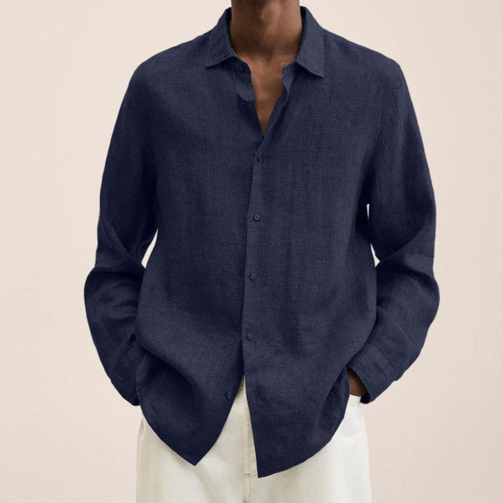 Herrars Avslappnad Långärmad Skjorta – Lättviktig Smart Casual Stil för Kontor och Vardag