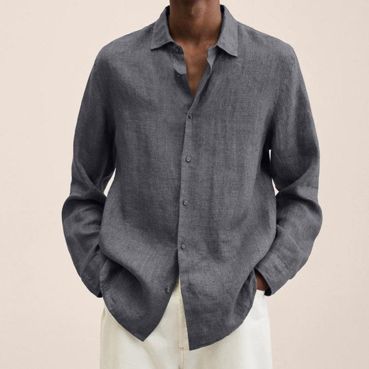 Herrars Avslappnad Långärmad Skjorta – Lättviktig Smart Casual Stil för Kontor och Vardag