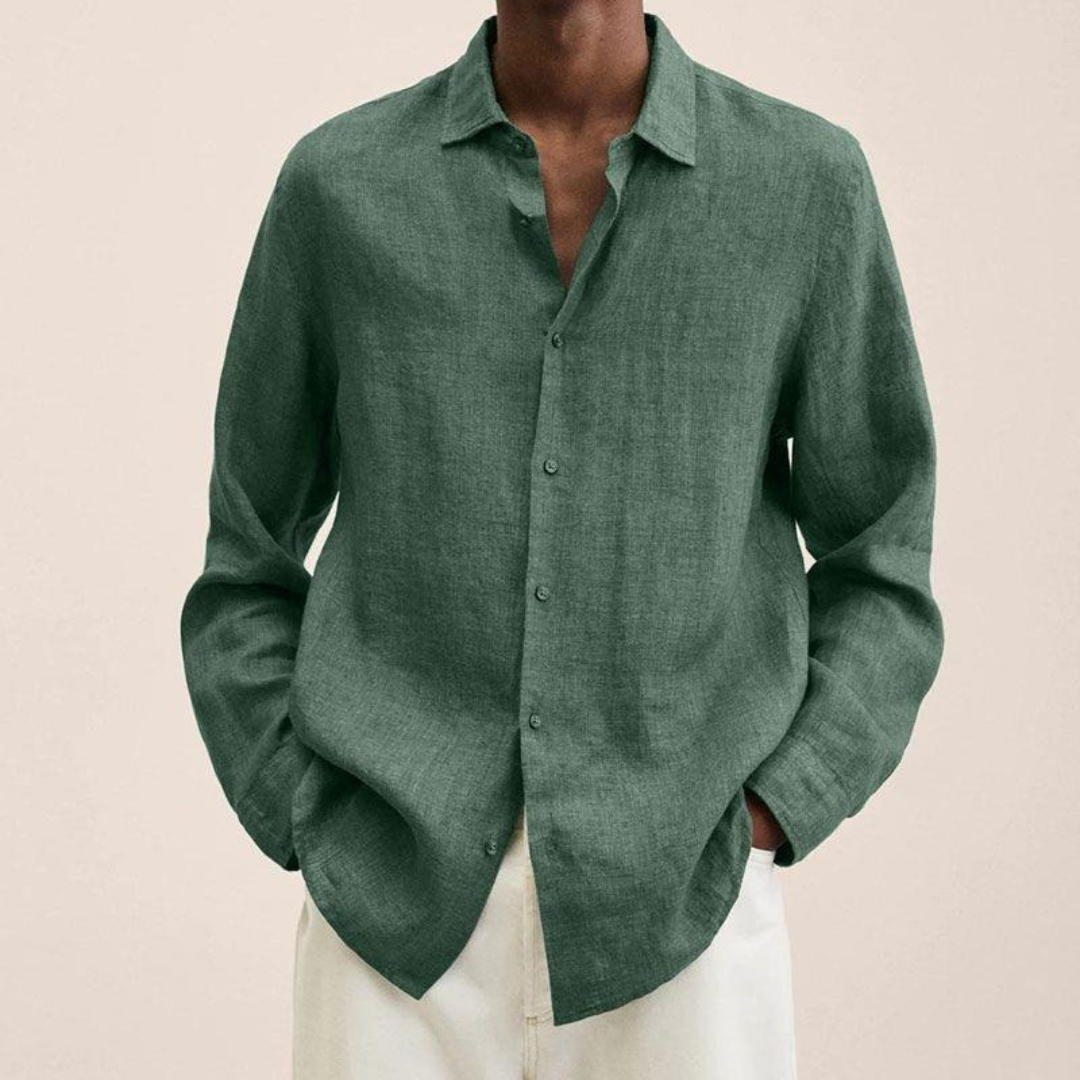 Herrars Avslappnad Långärmad Skjorta – Lättviktig Smart Casual Stil för Kontor och Vardag