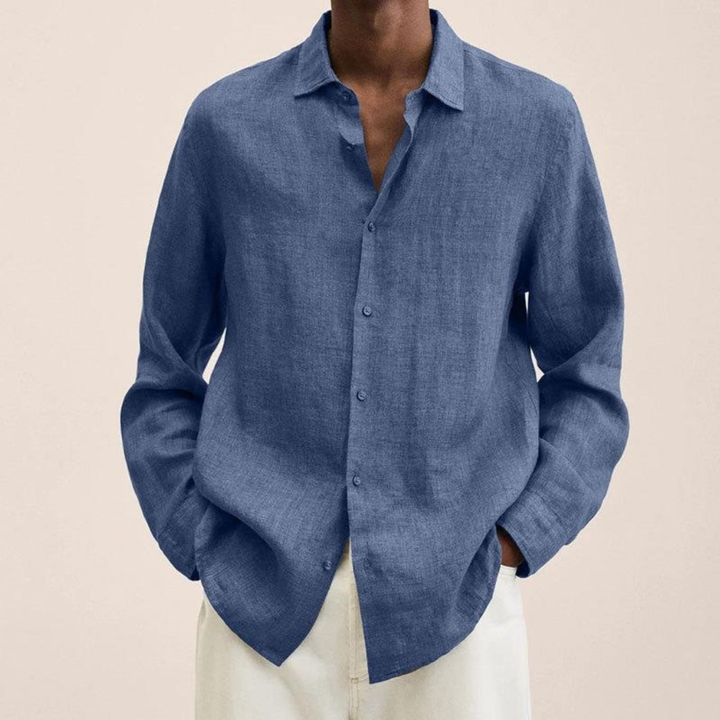 Herrars Avslappnad Långärmad Skjorta – Lättviktig Smart Casual Stil för Kontor och Vardag