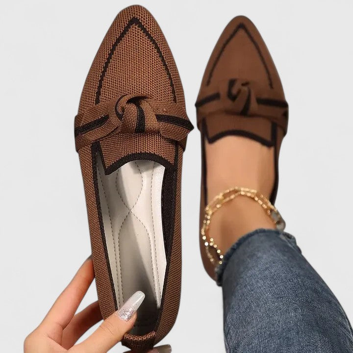 Kvinnors Spetsig Tå Loafers med Knutdetalj, Avslappnade Flats