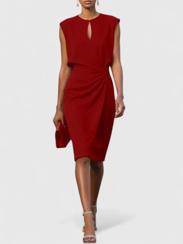 Kvinnors Rynkad Midja Midi Klänning Elegant Tillfälle Stil