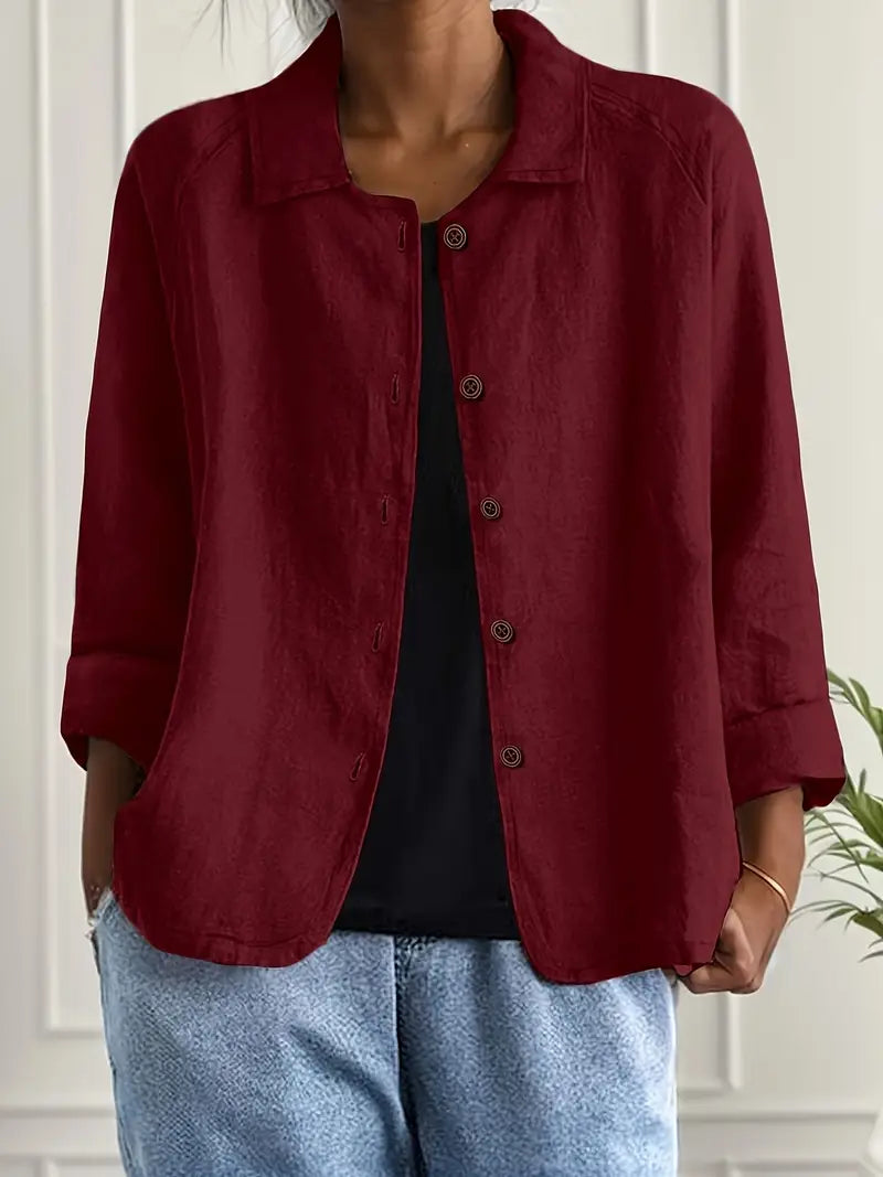 Kvinnors Lätta Knapp-Front Tröja Cardigan Casual Lager