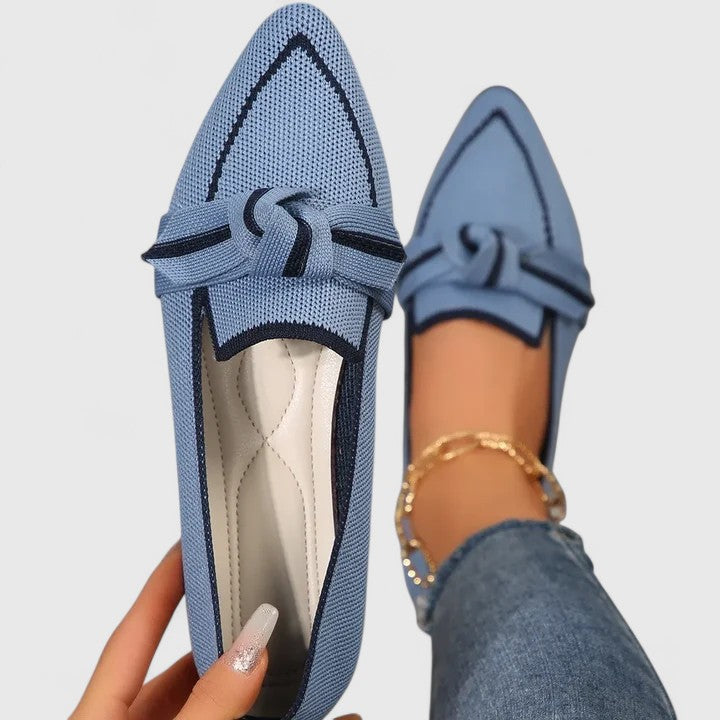 Kvinnors Spetsig Tå Loafers med Knutdetalj, Avslappnade Flats