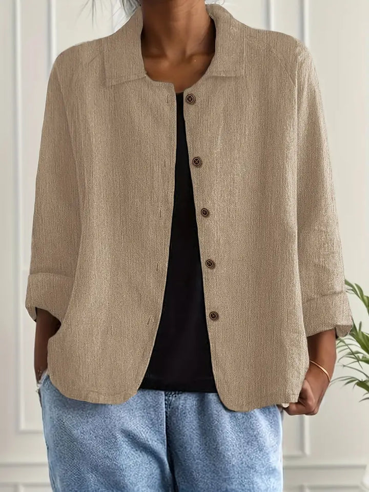 Kvinnors Lätta Knapp-Front Tröja Cardigan Casual Lager