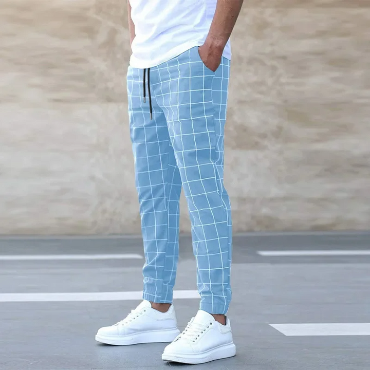 Herrarnas tryckta joggers med dragsko och tapered cuff