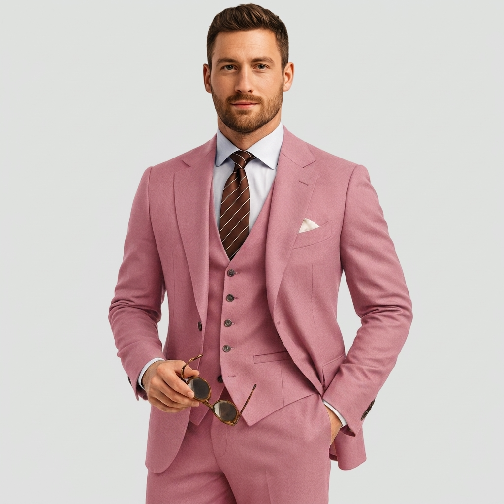 Herrens tre-delade skräddarsydda blazer, väst och byxdräkt