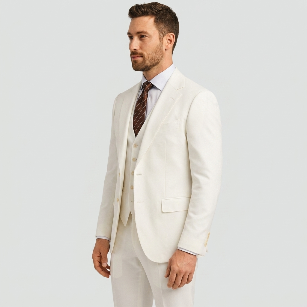 Herrens tre-delade skräddarsydda blazer, väst och byxdräkt