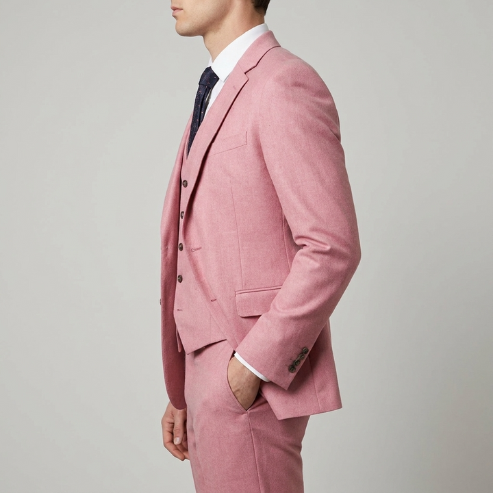 Herrens tre-delade skräddarsydda blazer, väst och byxdräkt