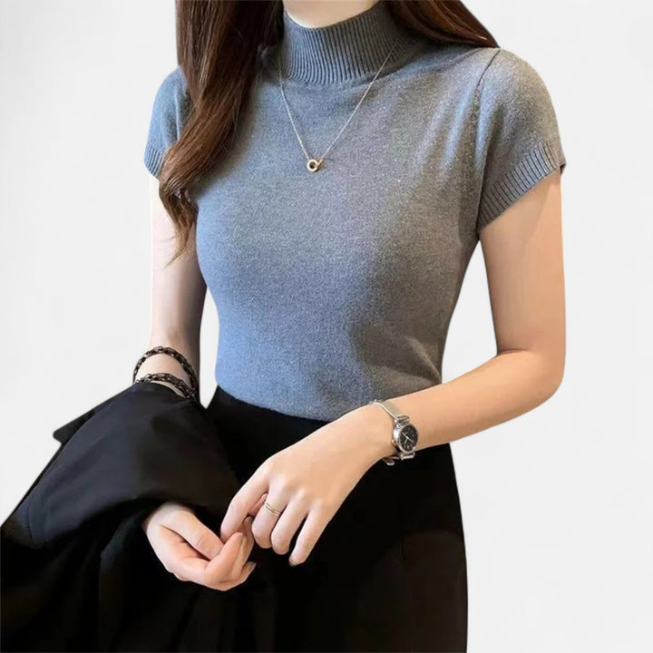 Valmonti | Damstickad Blus – Kortärmad Turtleneck Elegans