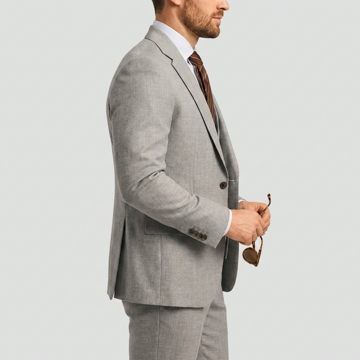 Herrens tre-delade skräddarsydda blazer, väst och byxdräkt