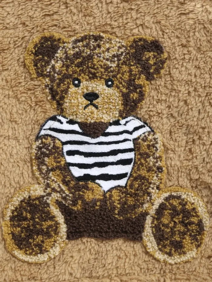 Herr Teddy Fleece Hoodie med Björnbroderi – Mjuk Hooded Sweater för Vinte