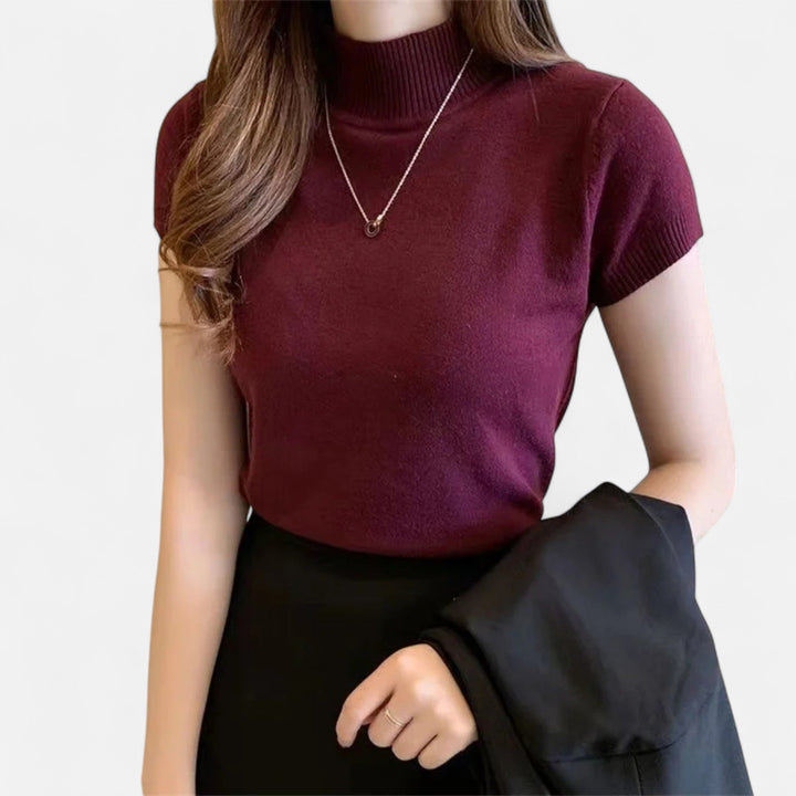 Valmonti | Damstickad Blus – Kortärmad Turtleneck Elegans
