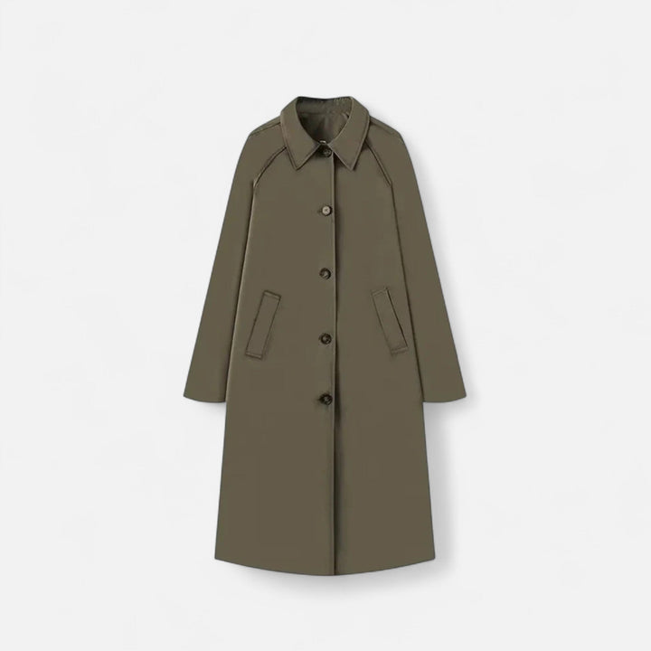 Valmonti | Damernas Långa Trench Coat – Retro Arv