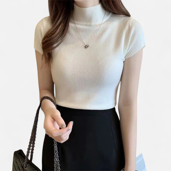 Valmonti | Damstickad Blus – Kortärmad Turtleneck Elegans
