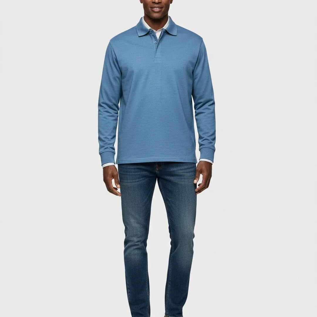 Herrars långärmad polo - Smart casual topp för vardag och kontorsbruk
