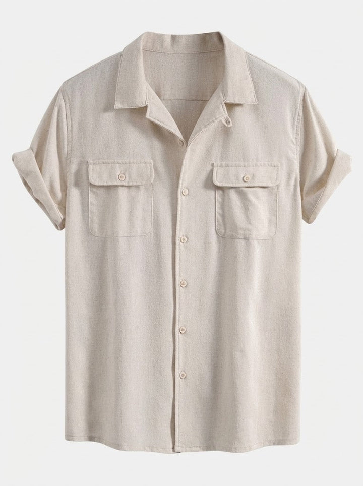 Herrars Avslappnade Sommar Skjorta och Byxor Set – Kubansk Krage Smart Casual Outfit