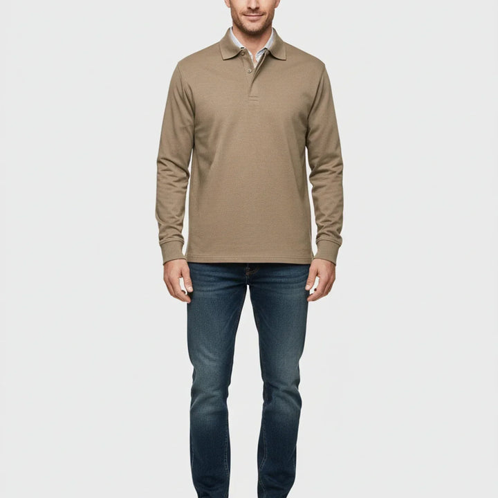 Herrars långärmad polo - Smart casual topp för vardag och kontorsbruk