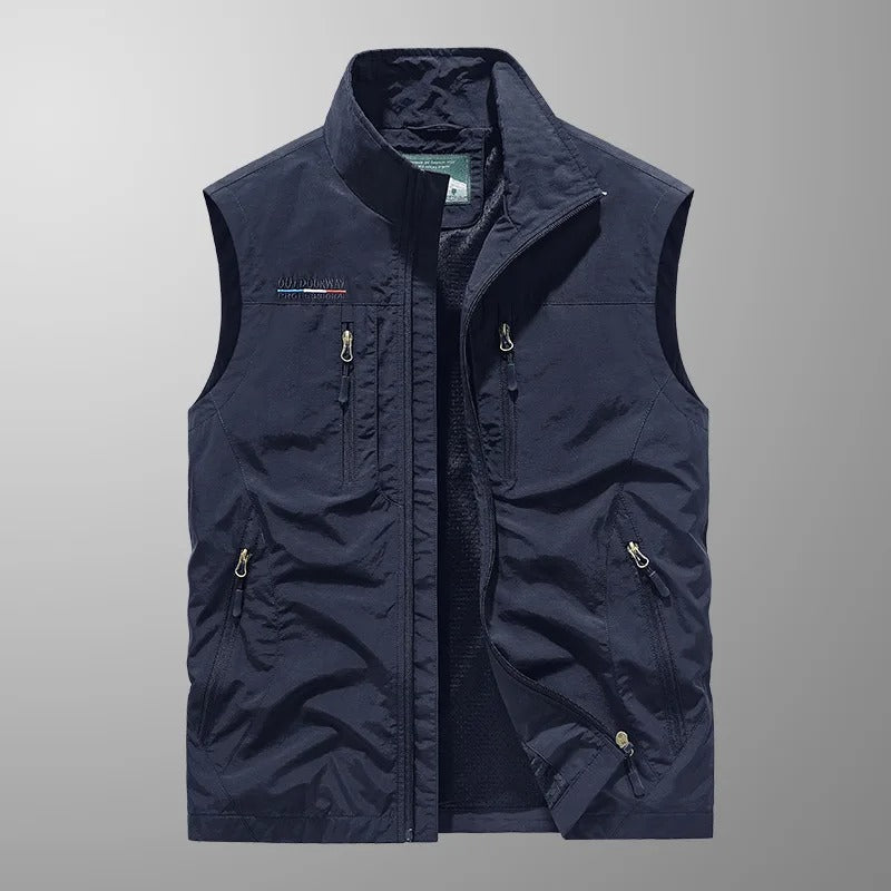Herrarnas Bodywarmer med Dragkedja och Ståkrage Utomhusväst