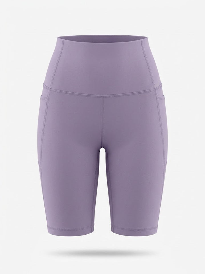 Kvinnors Högmidjade Cykelshorts – Stretch Pocket Activewear för Träning och Löpning