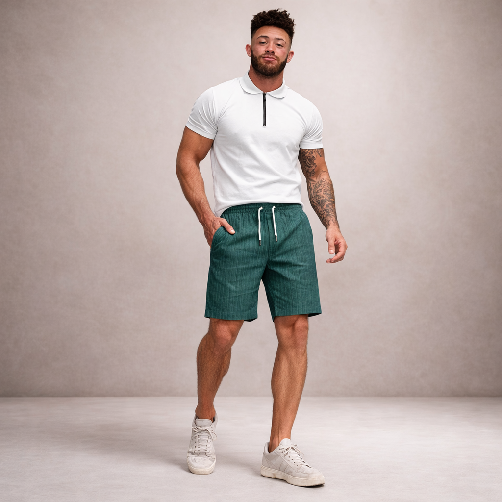 Herrars Dragstring Linne Sommar Shorts Casual Avslappnad Passform