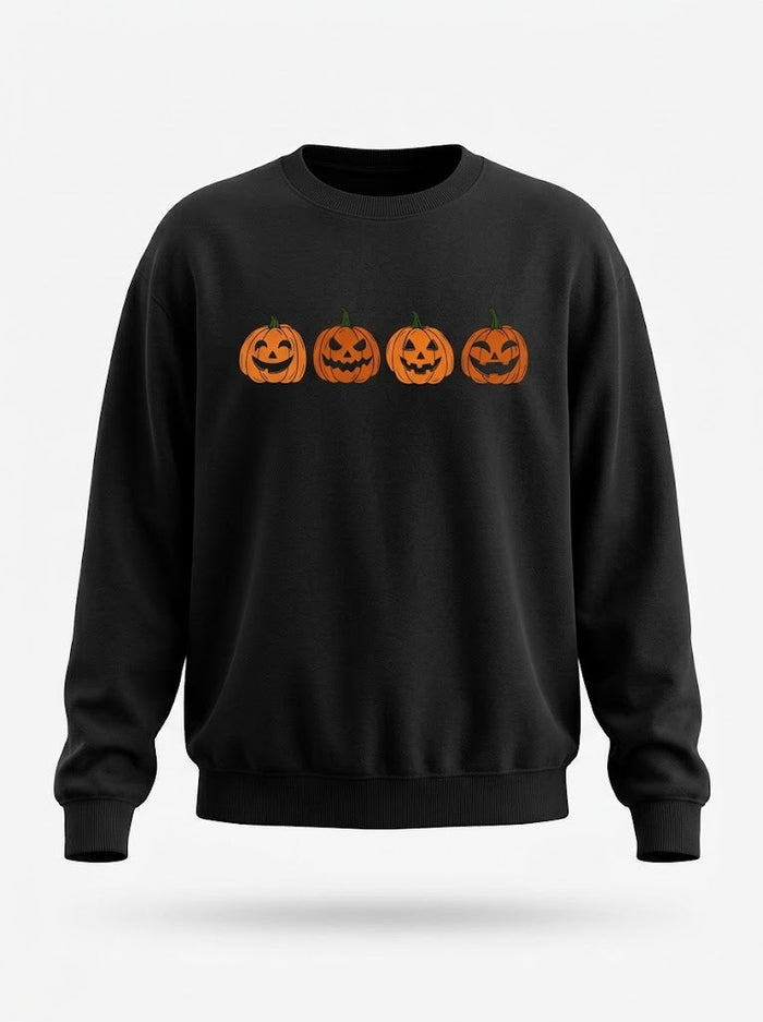 Kvinnors Jack-O’-Lantern Crew-Neck Sweatshirt – Mysig Höst Halloween Stil
