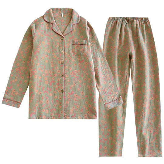 Kvinnors Tryckt Pyjamas Lounge Set med Knäppning