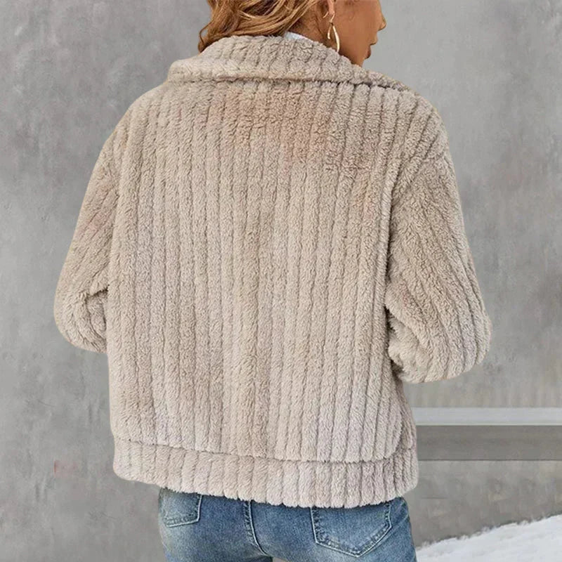 Kvinnors Plysch Zip-Up Fleecejacka – Mjuk Avslappnad Lager för Höst och Vinter