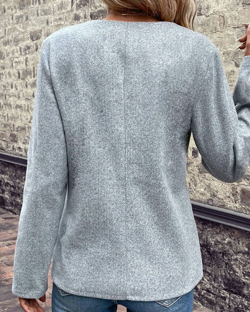 Kvinnors Stickad Kappa med Kontrastfärgad Patchwork Elegant Affärs Casual Långärmad Vardaglig Ytterkläder