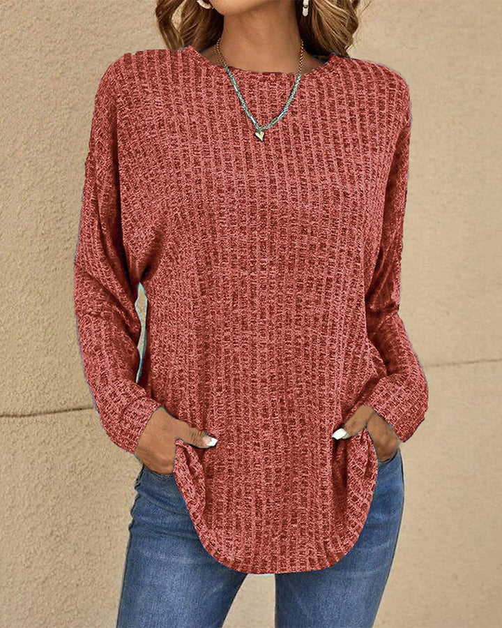 Dam Crew Neck Långärmad Tröja Mjuk Bomullsblandning Avslappnad Grundläggande Vardagsbekvämt Lagerplagg