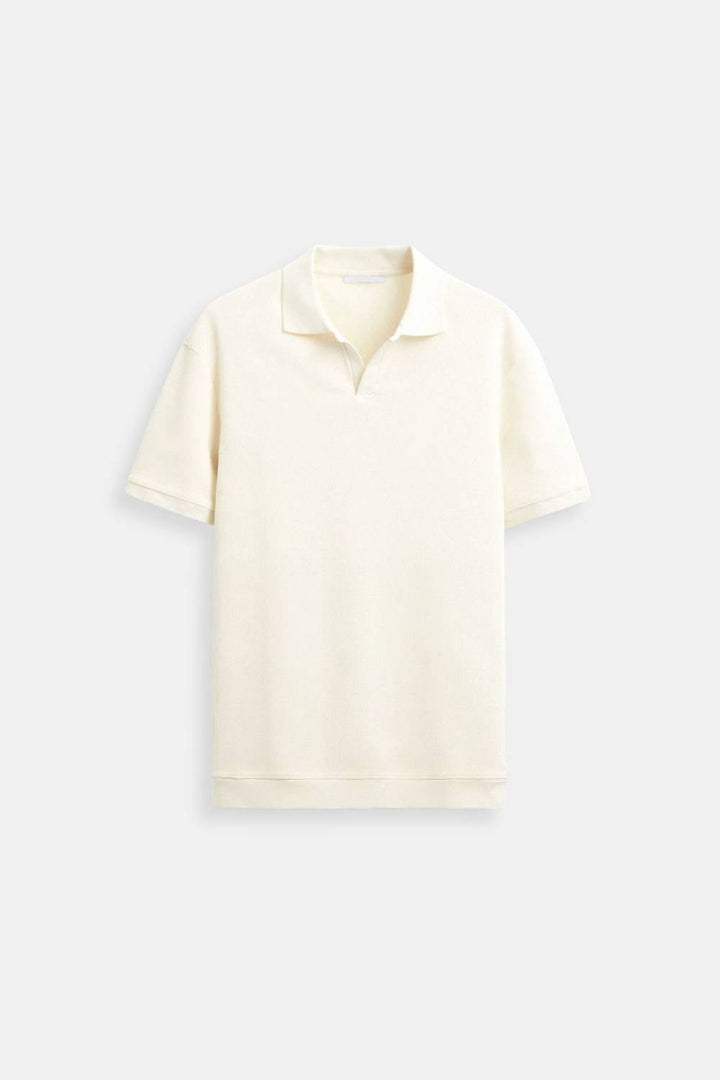 Herrars Strukturerad Polotröja Klassisk Kortärmad V-Hals Regular Fit Elegant Vardagsklädsel