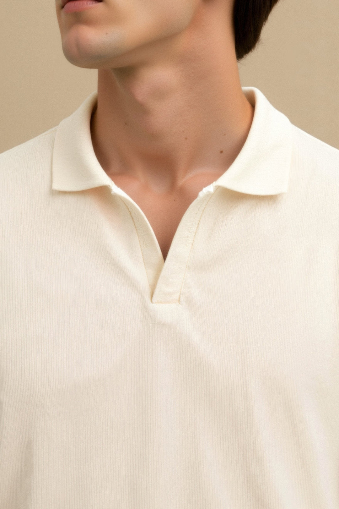 Herrars Strukturerad Polotröja Klassisk Kortärmad V-Hals Regular Fit Elegant Vardagsklädsel