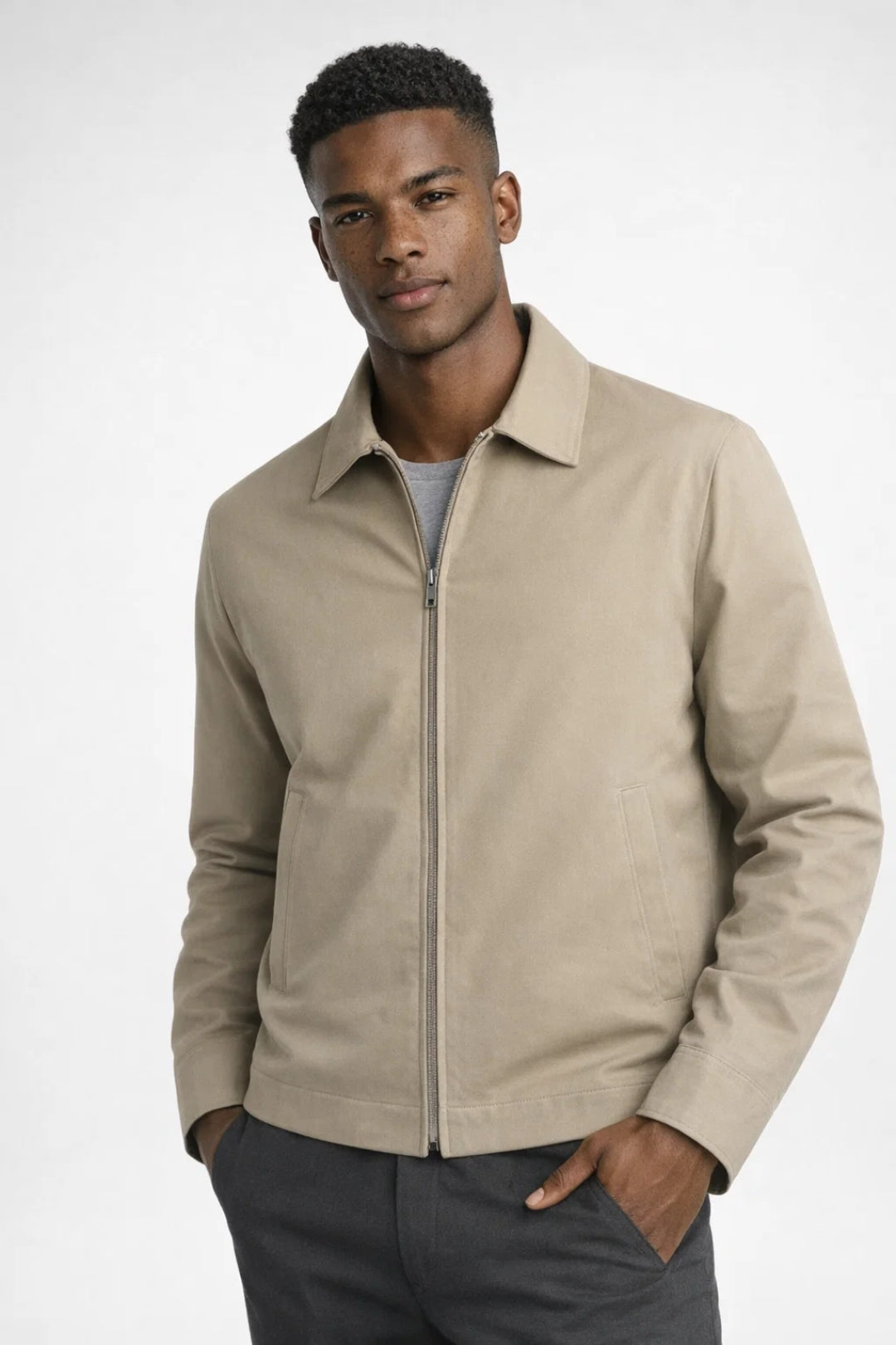 Herr Slim Fit Zip Jacka Klassisk Smart Casual Ytterkläder