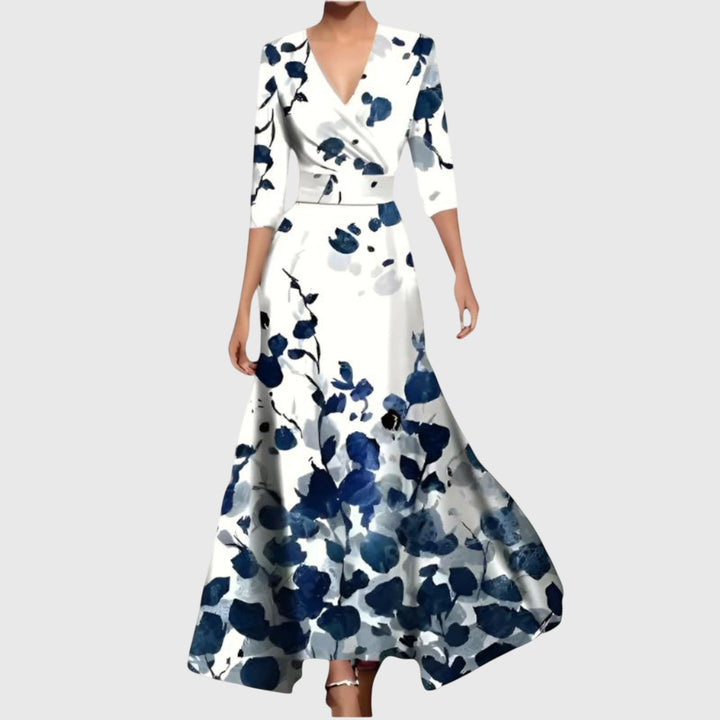 Kvinnors Blommig Wrap Maxi Klänning Elegant Tillfälle Stil