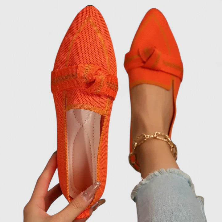 Kvinnors Spetsig Tå Loafers med Knutdetalj, Avslappnade Flats