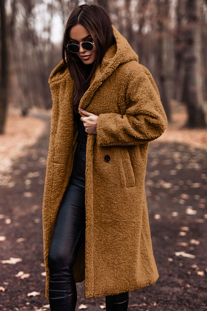 Lång teddykappa med luva