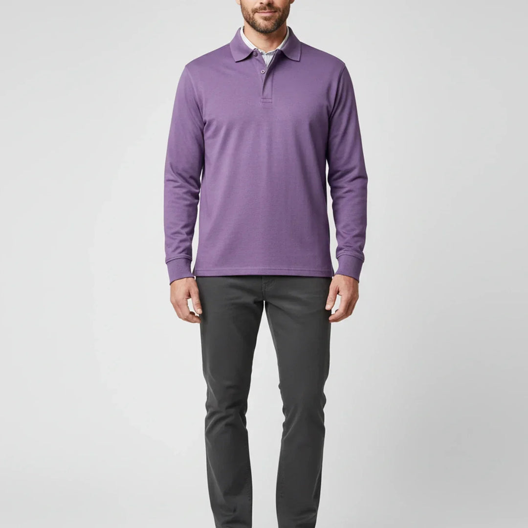 Herrars långärmad polo - Smart casual topp för vardag och kontorsbruk