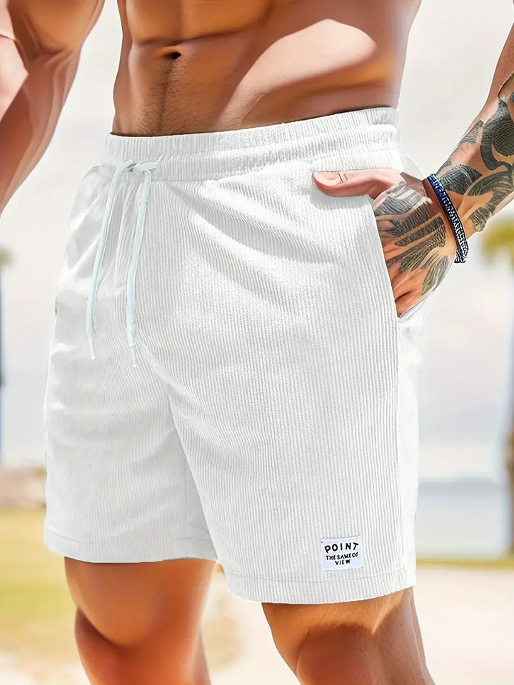 Herrsimbyxor med ribbad textur, elastisk midja, avslappnad strandklädsel