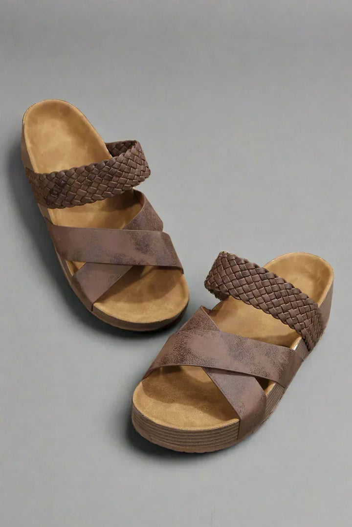 Kvinnors Flätade Korsrem Wedge Sandaler – Plattform Sommarskor för Dagligt och Semesterbruk