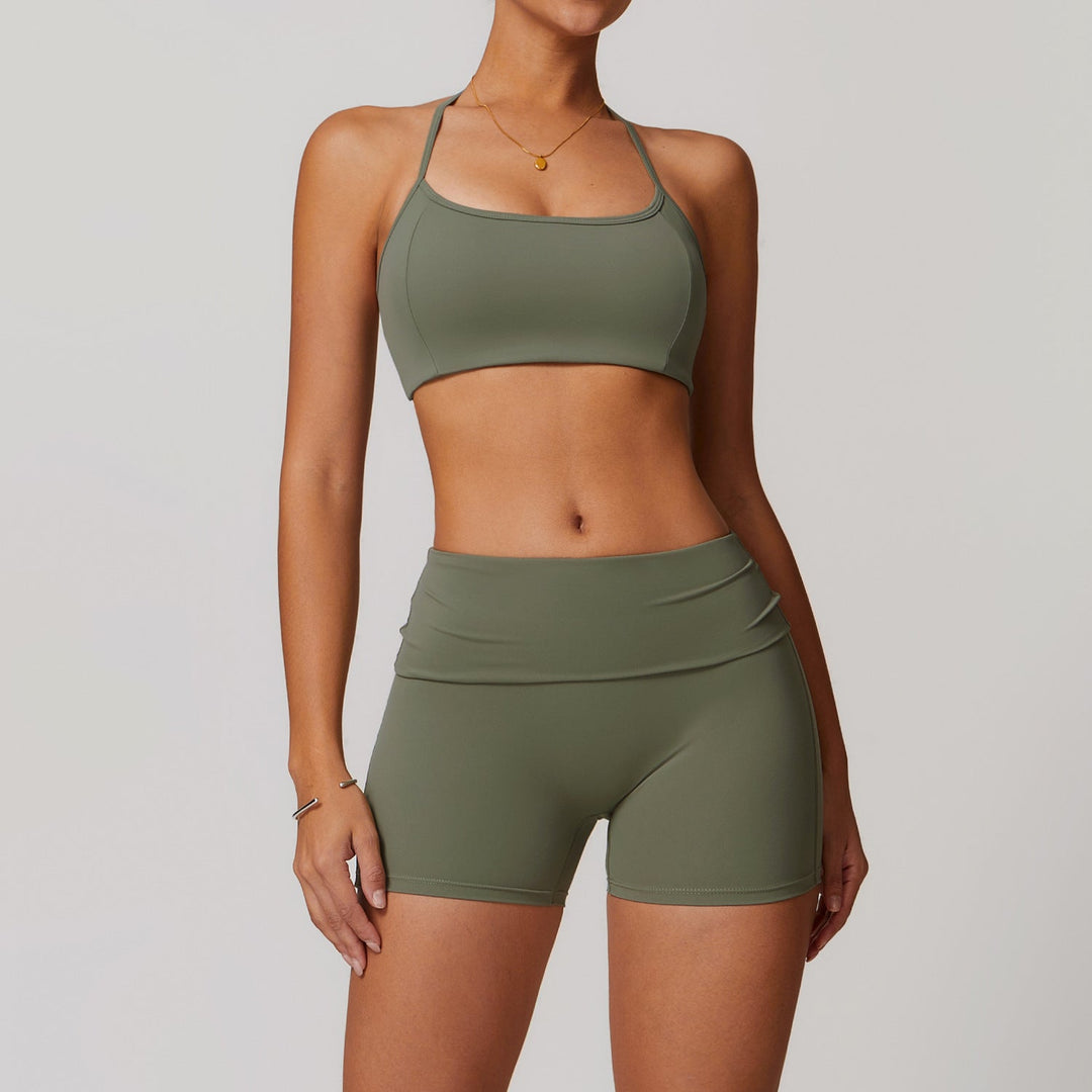 Kvinnors Strap-yoga-set med Sculpt Fit Shorts