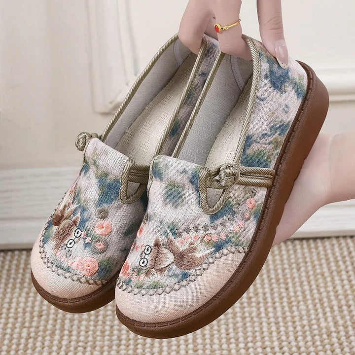 Kvinnors Tryckta Slip-On Loafers – Bekväma Platta Skor för Arbete och Helger